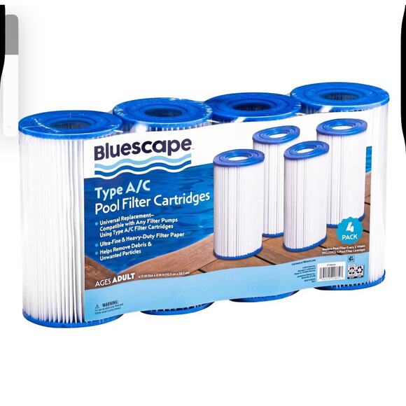 Type A/C Pool Filter Cartridge 4-Pack, White, Adults - Picture 4 of 6